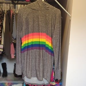 LuLaRoe Gray Cardigan with Colorful Accents